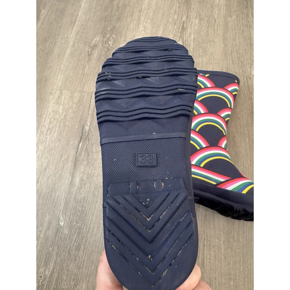 Mini Boden Kids Rainbow Rain Boots Navy Multicolor Waterproof EU 33 US 2